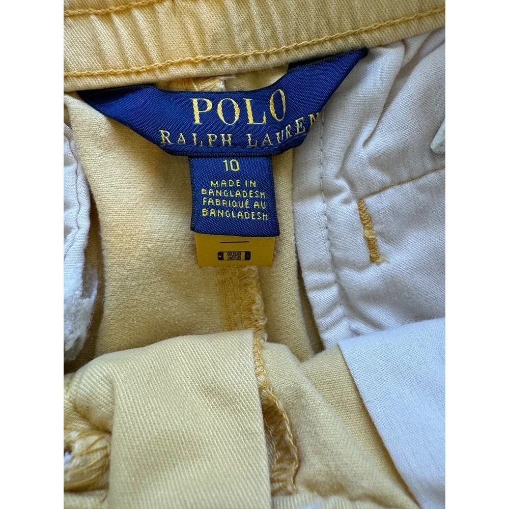 2 Polo Ralph Lauren Boys Chino Shorts Size 10 Yellow Red Solid Zip Flat Front